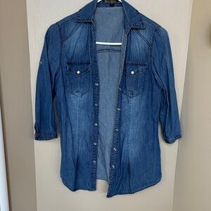 Love Stitch Classic Blue Denim small button down Shirt